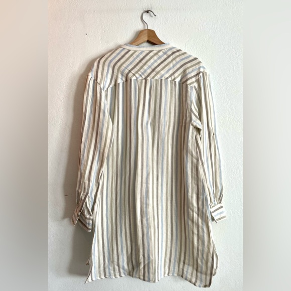 ☀️50% Off! Summer Sale☀️ THE PODOLLS Organic Cotton Striped Shirt Dress - Picture 2 of 4